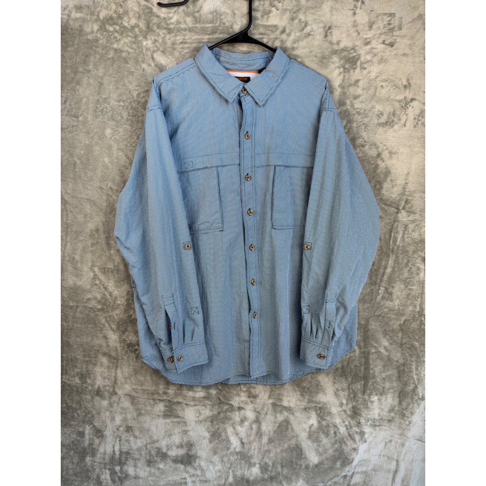 Ridgecut Mens‎ 2XL Blue Check Button Down Shirt Outdoor Utility Workwear Plaid